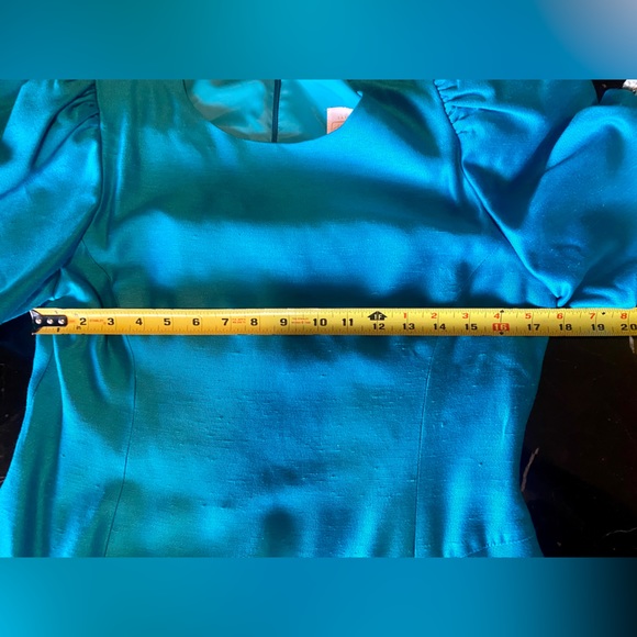 🦋BARBARA CHODOS🦋 for MICHAEL MARCELLA VTG SATIN PUFF SLEEVE JEWEL DROP WAIST👗 - Picture 10 of 13